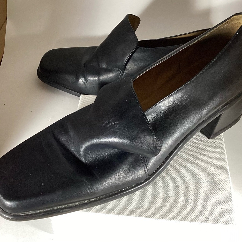 Vintage Black Impanema square toe, chunky heel shoes. 8